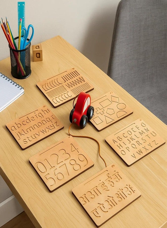 YaYplay Yay Play Wooden Tracing Board Set of 3 - ABCD Writing Practice for Kids, Letter Board, Wooden Alphabet Letters, Capital & Small, Hindi, Numbers, Shapes, Educational Toy - Image 1
